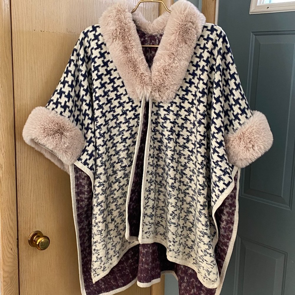 Coco and Carmen Fur Trimmed Short Sleeved Jacket